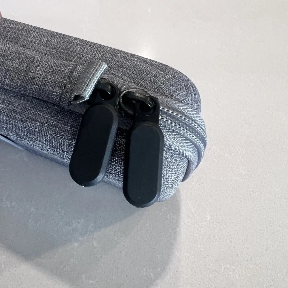 UNBRANDED-Hardshell Zipper Calculator Case Gray Double Pocket Inside.